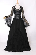 M-3404 Gothic Victorian Kleid Vampir schwarz Cosplay Kostüm costume Spitze Larp