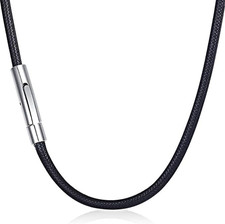 Lederkette 3mm 51cm Herren Damen geflochten Verschluss Schwarz Edelstahl
