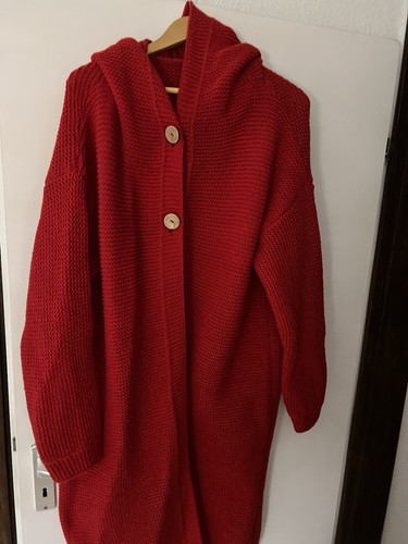 Strickmantel mit kapuze lang - strickmantel,