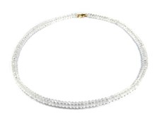 Heilstein Bergkristall Edelsteinkette in facettierter Radform Ø-6 mm 925 Silber