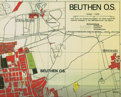 Karte stadtplan beuthen - stadtplan,