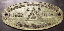 Waggonschild builders plate DIW Berlin-Spandau sehr gut, Al
