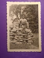 Altes Foto antik Junge Boy Pimpf Hut Stock Lasso Seil Ausrüstung nice old Photo