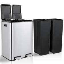 60L/16 GAL Dual Mülleimer Edelstahl Stufenmülleimer mit integrierter Filterbox