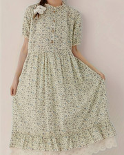 ❣️Romantik Rüschen Kleid L 40 XL 42 oversize Cottage Core floral gelb Taschen