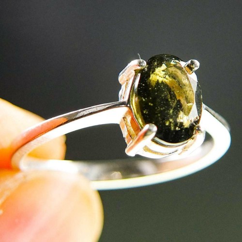 Moldavit ring mit zertifikat - moldavit,