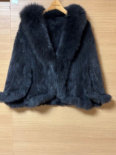 Nerz fuchs poncho mantel grau - nerz,
