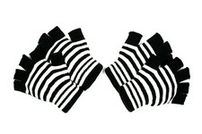2 Paar fingerlose Winter Handschuhe gestreift fingerfreie Strickhandschuhe