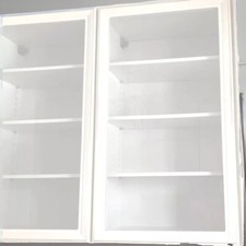 2 Küchen Vitrinenschränke weiß Glarglas - 1 m Höhe x 60 cm Breit x 35 cm Tief