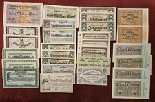 Reichsbanknoten- Gutschein-Notgeld- Papiergeld Deutschland. 28 × Stück.