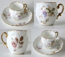 2 x Mokkatasse Untertasse Porzellan Ludwig Wessel Bonn 1890 handbemalt MR France