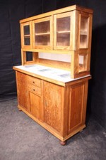 Antiker Jugendstil Küchenschrank / Landhaus / Kredenz / Vitrine / Motivkachel /