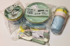 ☑️IKEA Kalas Kindergeschirr pastell 36 Stück Besteck,Becher;Teller,Schüsseln☑️