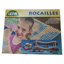 LENA Rocailles Perlenwebrahmen aus Holz mit Zubehör Bastelset Kinder Mehrfarbig