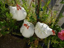 3 Hühner Hennen aus Keramik