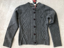 GIESSWEIN Strickjacke ungtragn Gr.36 Schurwolle Lambswool grau RautenZöpfe Wiesn