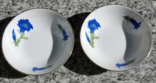 2 Porzellanschalen, Enzian, Plankenhammer Floss Bavaria, Dm. ca. 13 cm, Goldrand