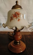 Tischleuchte Lampe - Neukro Menden - Holzfuss Glasschirm - Landhaus Bauernhaus