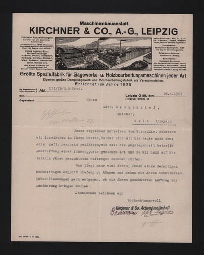 Leipzig brief 1927 kirchner - leipzig,,