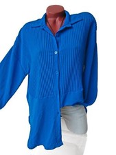 Oversize Long Bluse Tunika PLISSEE SATTEL 36 38 40 42 royal blau