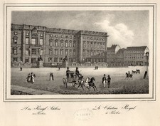 Berlin Schloss Lustgartenseite Original Lithografie Laer 1850