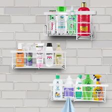 Küchenregal & Badregal, Duschablage ohne Bohren, 3 Stück Badezimmer Regal, Weiß