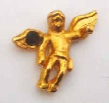M181) Goldfarbene zierliche Schutzengel rote Glasbrosche Anstecker Prise Verschluss Pin