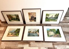 6 Aquarell-Bilder, bek. russische Gebäude, 1995, Evgeniy Vechtomov, signiert