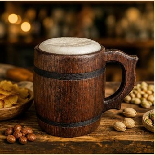 Bierkrug holz l mit - holz, 0,5