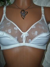 Entzückender VINTAGE BH Lejaby weiß Gr. 70 B Pin Up Büstenhalter neu (u14)