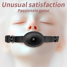 Silikon-Atmungsaktive-Mund-Plug-BDSM-Oral-Ball-Gag-Verstellbaren-Gürtel-Erotisch