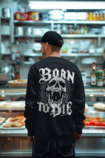 Born to Die Herren Sweatshirt Biker Pullover Streetwear Fashion Mode bis 5XL
