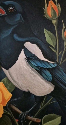 Bild vogel gelbe rosen auf - &,