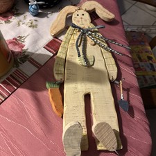 Großer Osterhase Holz Ca. 45 Cm H, Handarbeit, Mohrrübe, Spaten, Ostern