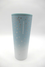 Starbucks Tumbler 473 ml Thermobecher Kaffeebecher blau gepunktet Guter Zustand
