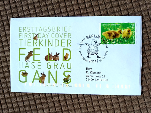 Brd 2016 fdc tierkinder - brd,