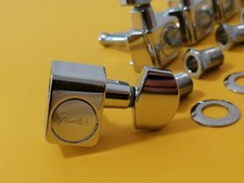 .6 Fender Logo - Telecaster / Stratocaster Mechaniken / TUNERS TUNING PEGS Chrom