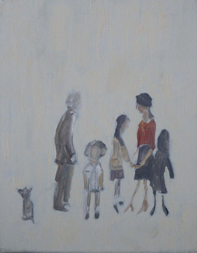 Lowry oil painting dog after