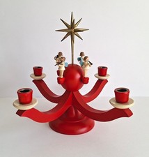 Alter Erzgebirge Adventsleuchter mit stehenden Engeln Dregeno / Seiffen um 1960