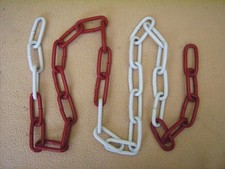 1,36m Absperrkette Stahl, rot-weiß, Stärke 6mm, Großglieder 55x25mm -gebraucht-