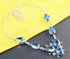 Brillant Schweizer Blautopas Edelstein 925 Sterlingsilber Schmuck Halsketten ...