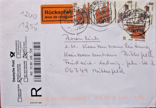 Brd rückschein - brd, ,gs