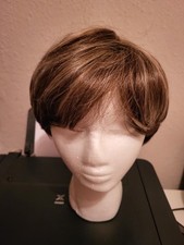 Kunsthaarperücke,  Kurzhaar, Braun mit hellen Strähnen