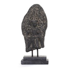 BUDDHA STATUE BUDDHASTATUE INNEN DEKO FIGUR AUF SOCKEL 35CM MASSIV DEKOFIGUR