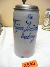 3543.     Alter Steingut Bierkrug  Brauhaus Erding Bier Bierkrug   1 L
