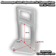 HOHE ZUGLASCHEN KACHEL GOTT® für 12mm-21mm Fliesen Nivelliersystem 1,5-2,0-3,0mm