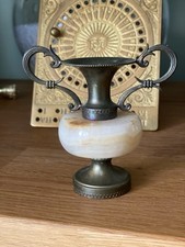 Messing Marmor Amphora Kerzenhalter Gold Weiß Brass