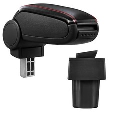 Armlehne Mittelarmlehne MAL Leder Bezug Schwarz / Rot für Opel Astra G