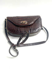 Damen Handtasche Vero Coccodrillo braun Leder Vintage