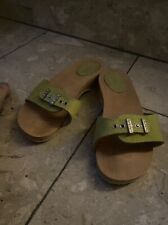 Holzklepper, Sandale, offener Clog, Lederriemen Apfelgrün m. Steinchen, Gr.40